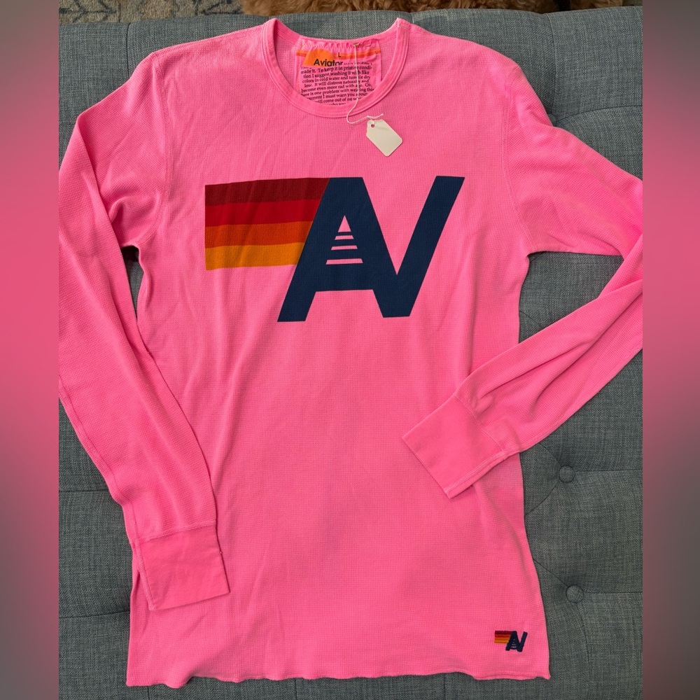 NWT Aviator Nation Hot Pink Long Sleeve Ladies Shirt